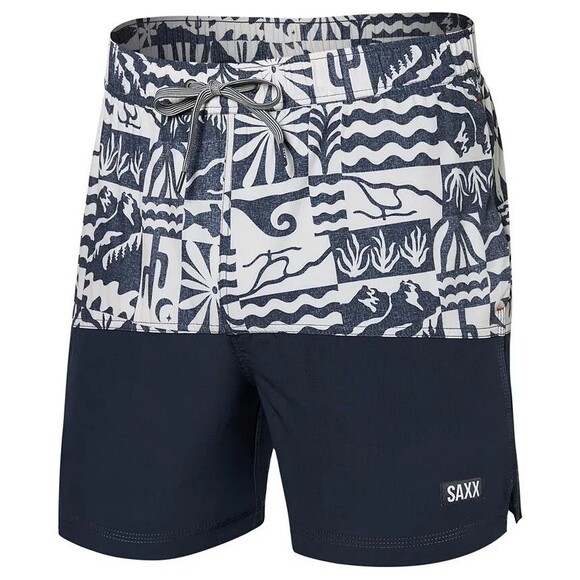 SAXX Men's Oh Buoy 2N1 Half Print Volley 5" Swim Shorts Gray Off White 2XL - Picture 4 of 13